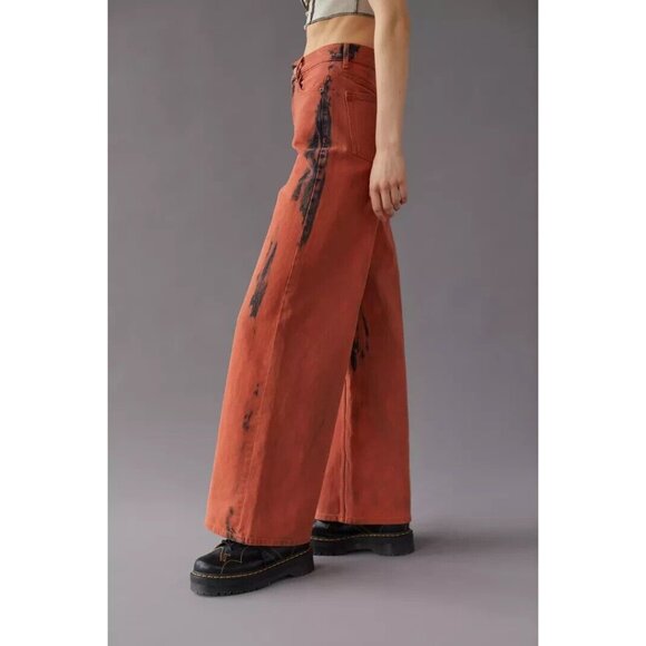 BDG The A-Wide Jean Jeans Womens 25 Orange Ombre Acid Wash Grunge High Rise NWT - Picture 3 of 16